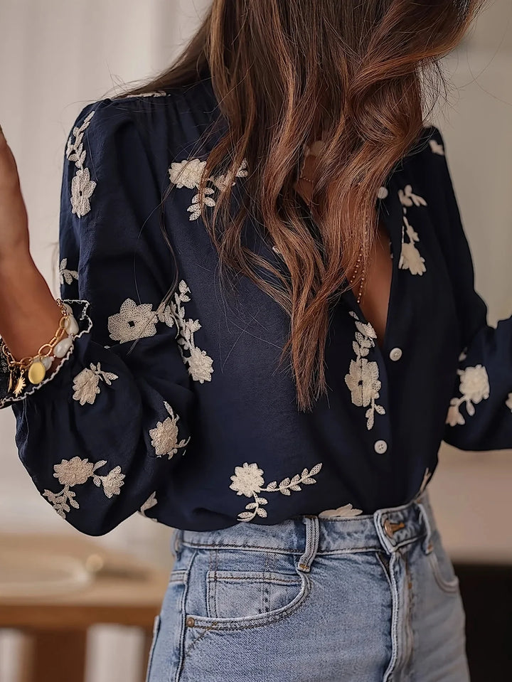 Rosalie | Elegant Floral Button Blouse