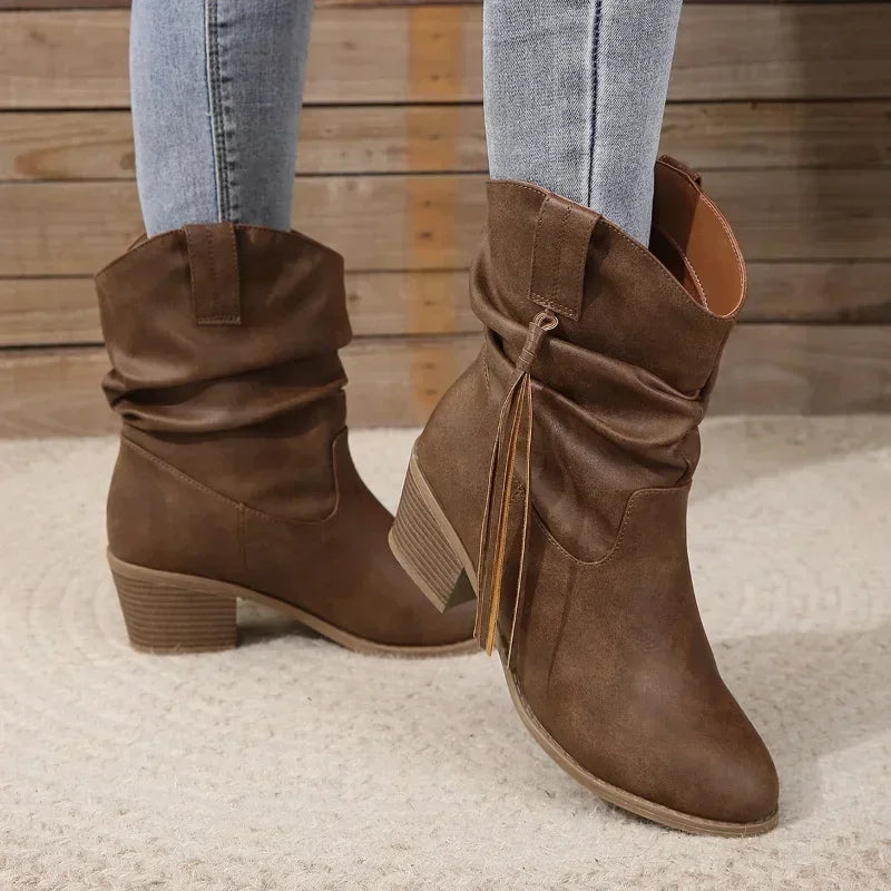 Mia | Braided Western Ankle Boots