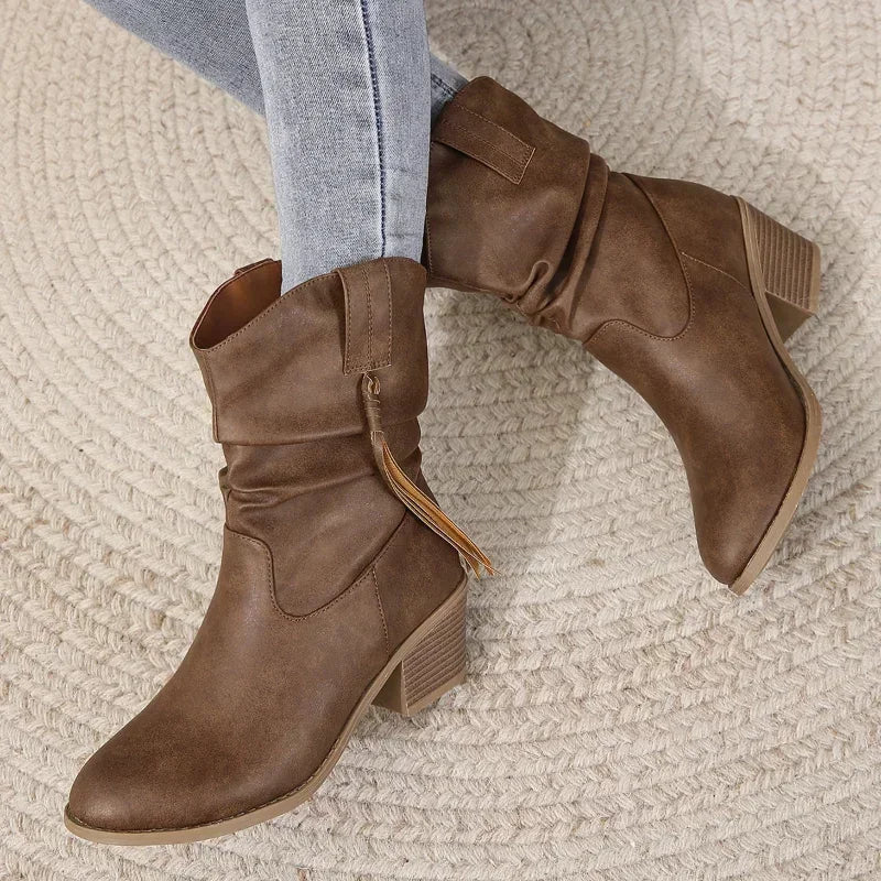Mia | Braided Western Ankle Boots