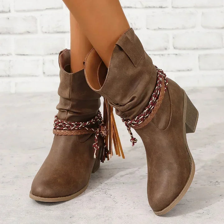 Mia | Braided Western Ankle Boots