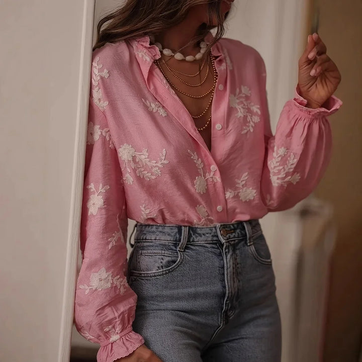 Rosalie | Elegant Floral Button Blouse